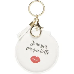 Porte clé double miroir avec inscription message effet simili