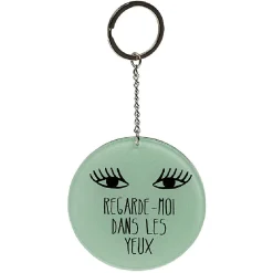 Porte clé miroir avec inscription message