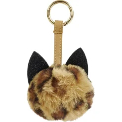 Porte clé pompon léopard