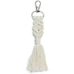 Porte clé pompon macramé avec mousqueton - 3 coloris