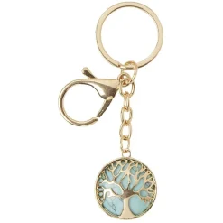 Porte clés arbre de vie en métal doré