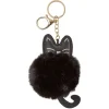 Porte clés chat noir en boule de peluche