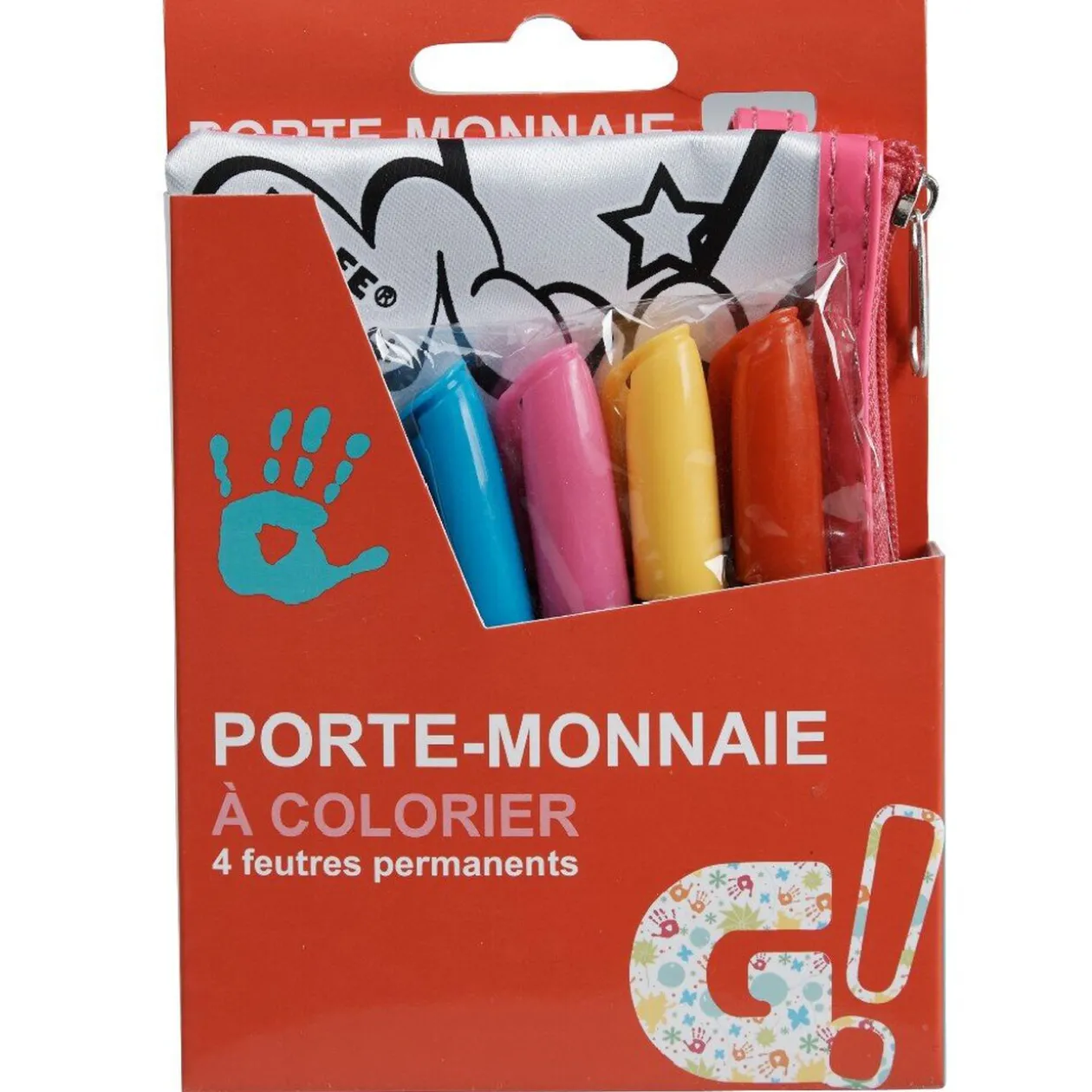 Porte monnaie à colorier + 4 feutres
