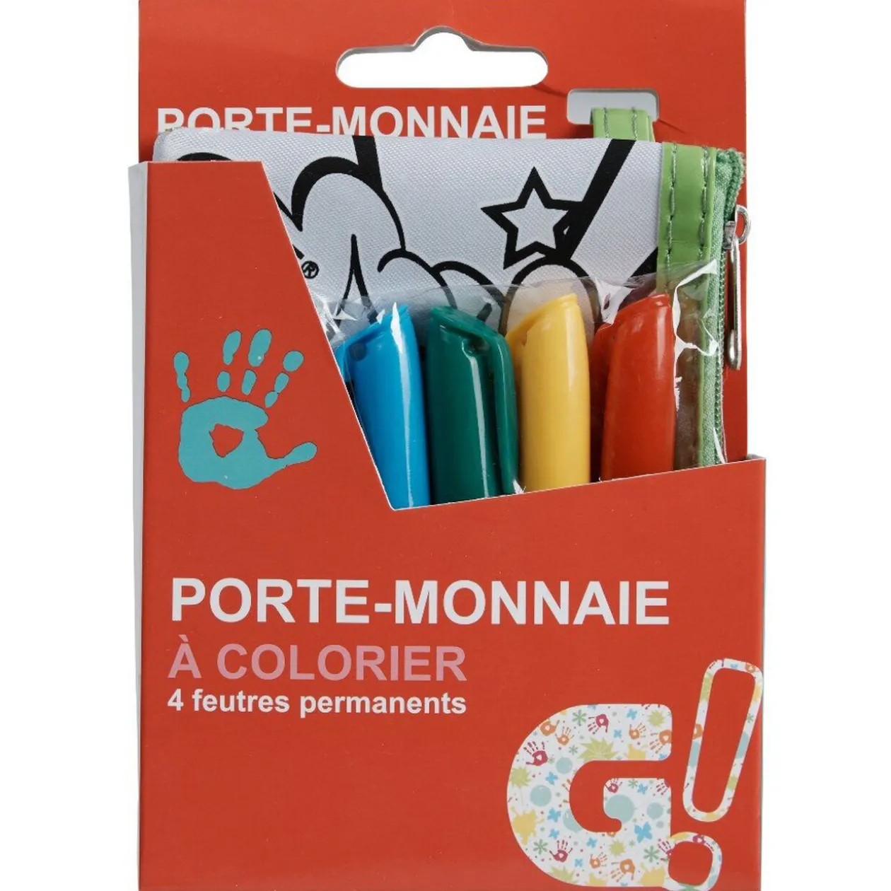 Porte monnaie à colorier + 4 feutres