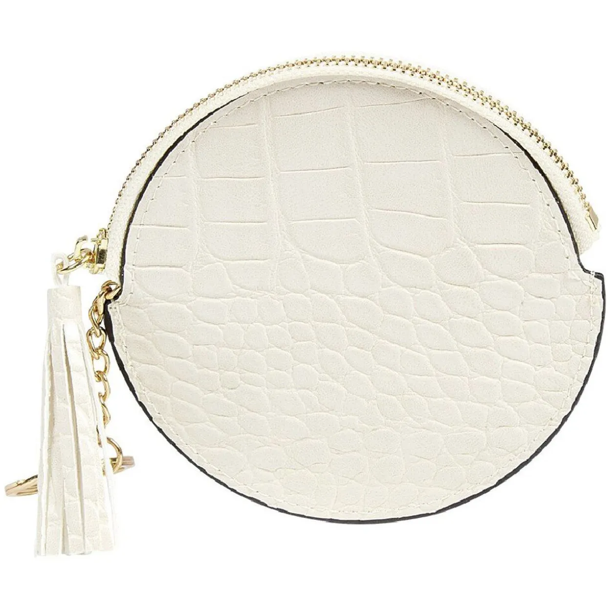 Porte monnaie rond simili avec fermeture pompon