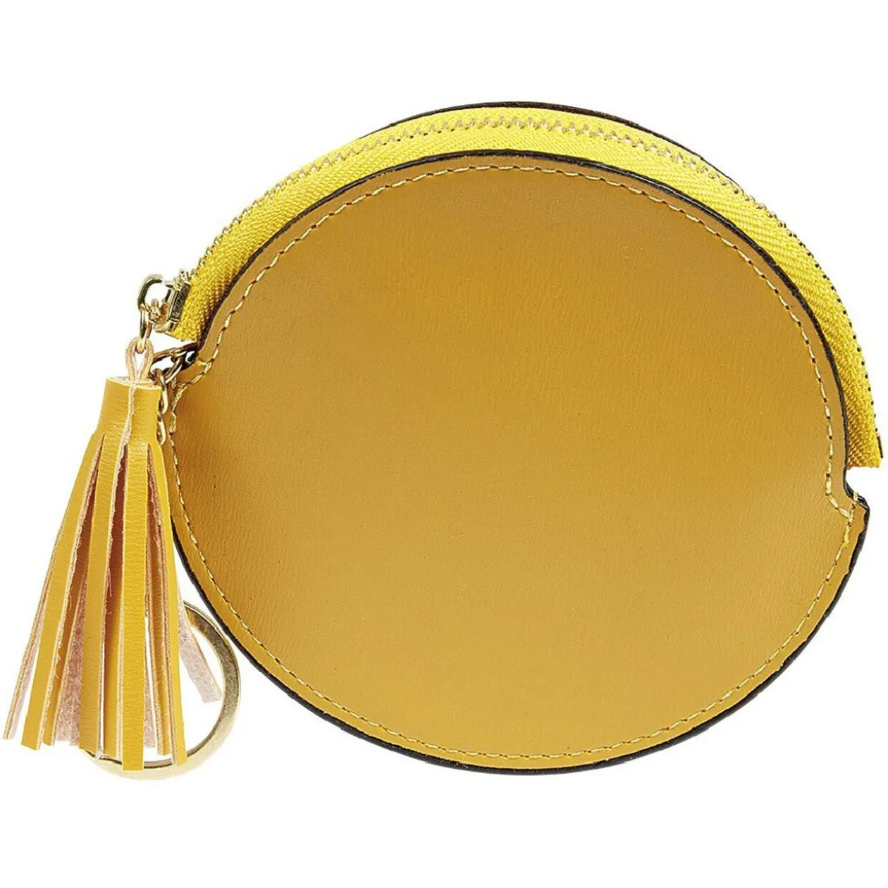 Porte monnaie rond simili avec fermeture pompon