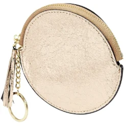 Porte monnaie rond simili avec fermeture pompon