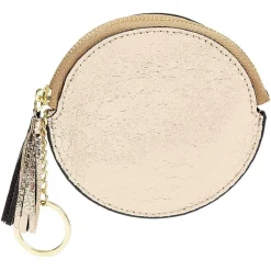 Porte monnaie rond simili avec fermeture pompon