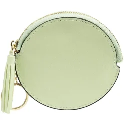 Porte monnaie rond simili avec fermeture pompon