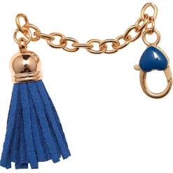 Porte-clé chaine balade forme pompon bleu marine