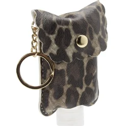 Porte-clé distributeur de gel hydroalcoolique motif léopard