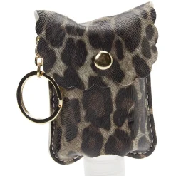 Porte-clé distributeur de gel hydroalcoolique motif léopard