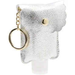 Porte-clé distributeur de gel hydroalcoolique gris argenté
