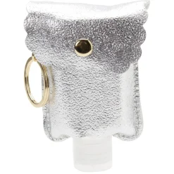 Porte-clé distributeur de gel hydroalcoolique gris argenté