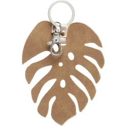 Porte-clé feuille marron en plastique