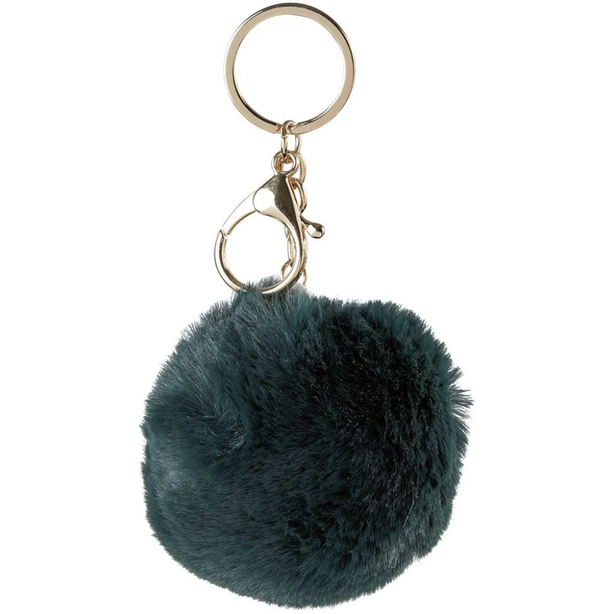 Porte-clé forme boule en fausse fourrure