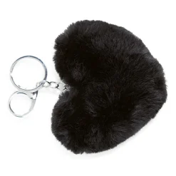 Porte-clé forme coeur en fausse fourrure