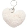 Porte-clé forme coeur en fausse fourrure