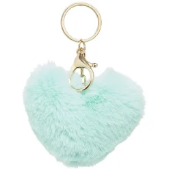 Porte-clé forme coeur en fausse fourrure