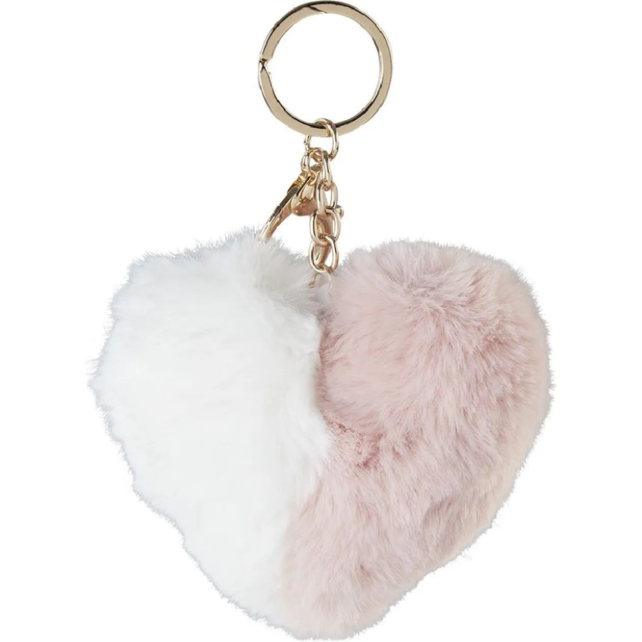 Porte-clé forme coeur en fausse fourrure