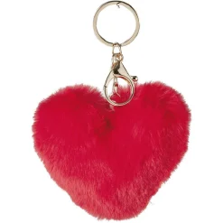 Porte-clé forme coeur en fausse fourrure