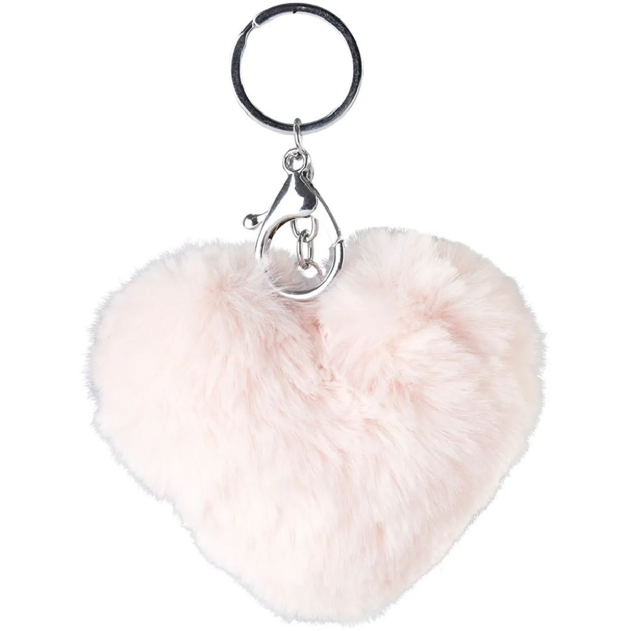 Porte-clé forme coeur en fausse fourrure