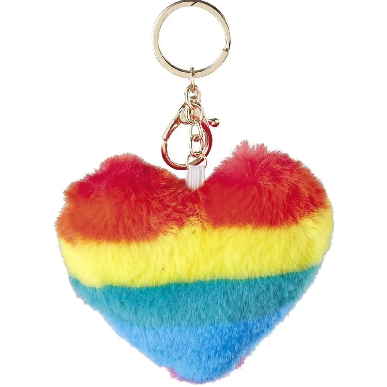 Porte-clé forme coeur en fausse fourrure