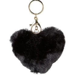 Porte-clé forme coeur en fausse fourrure