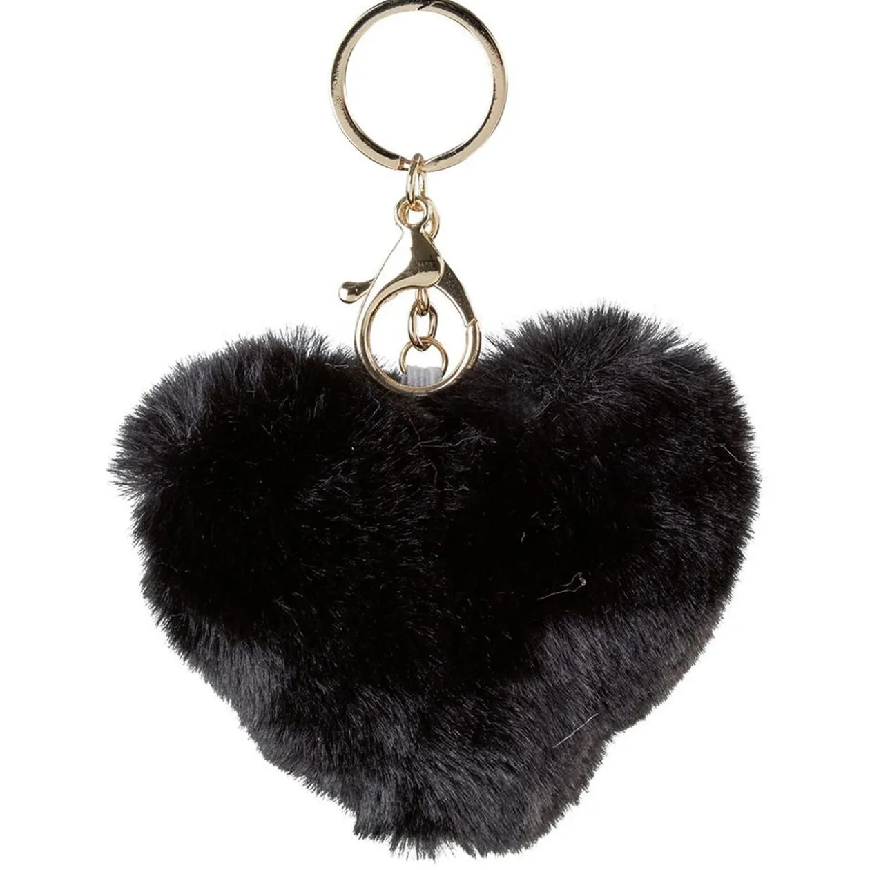 Porte-clé forme coeur en fausse fourrure