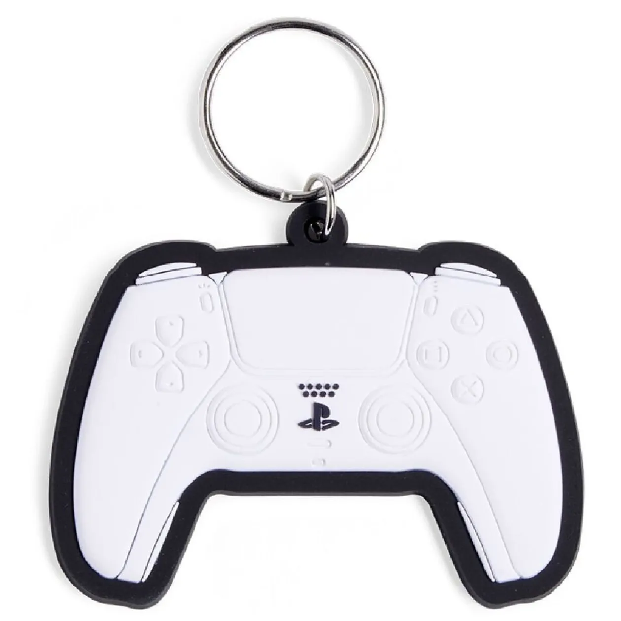Porte-clé forme manette de PlayStation caoutchouc blanc
