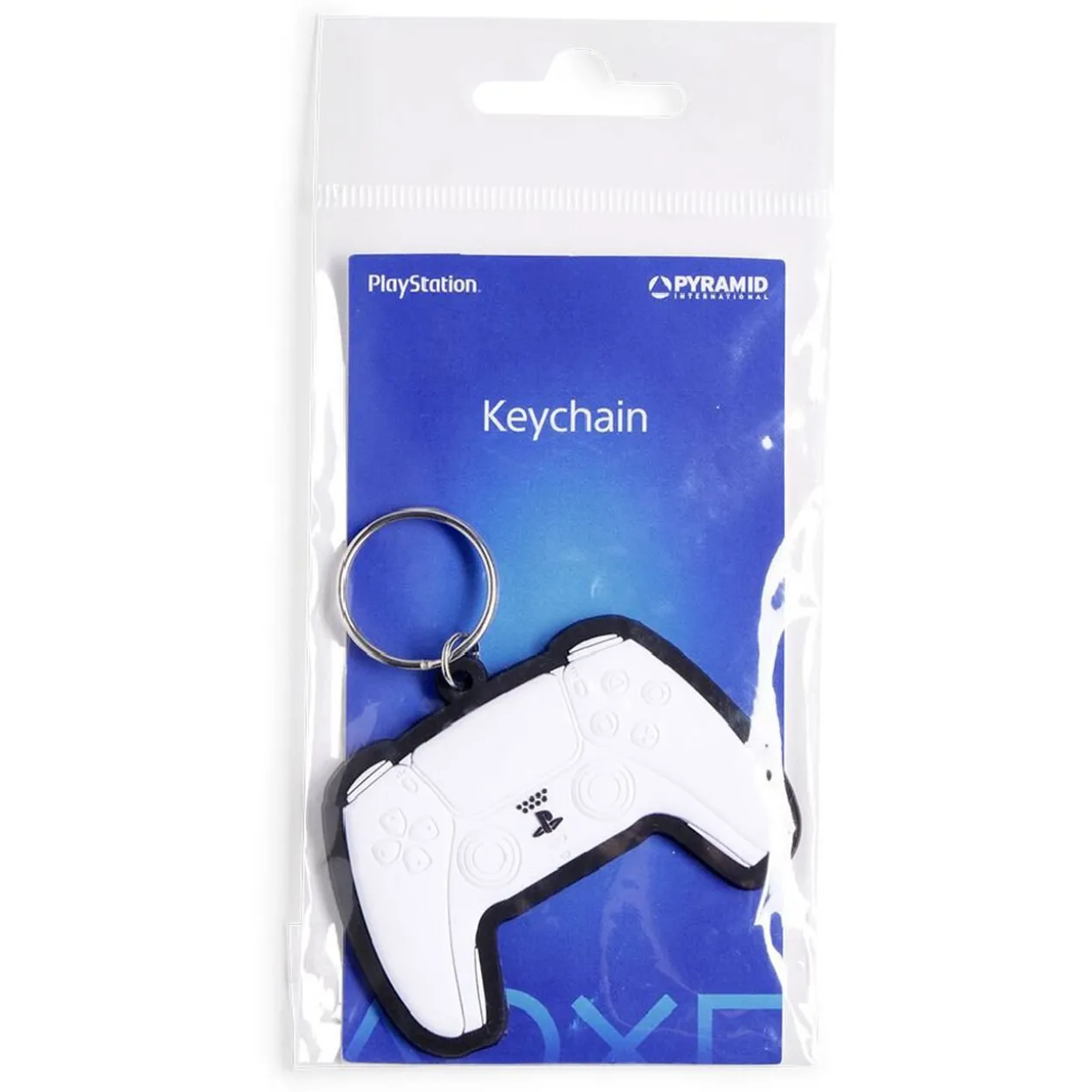 Porte-clé forme manette de PlayStation caoutchouc blanc