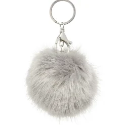 Porte-clé pompon en fausse fourrure uni