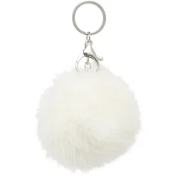 Porte-clé pompon en fausse fourrure uni