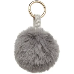 Porte-clé pompon en fausse fourrure uni avec starss