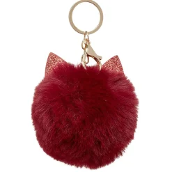 Porte-clé pompon en fausse fourrure avec oreilles de chat