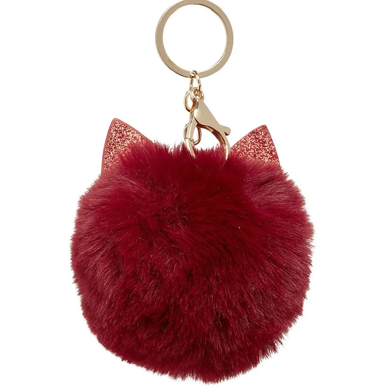 Porte-clé pompon en fausse fourrure avec oreilles de chat