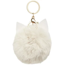Porte-clé pompon en fausse fourrure avec oreilles de chat