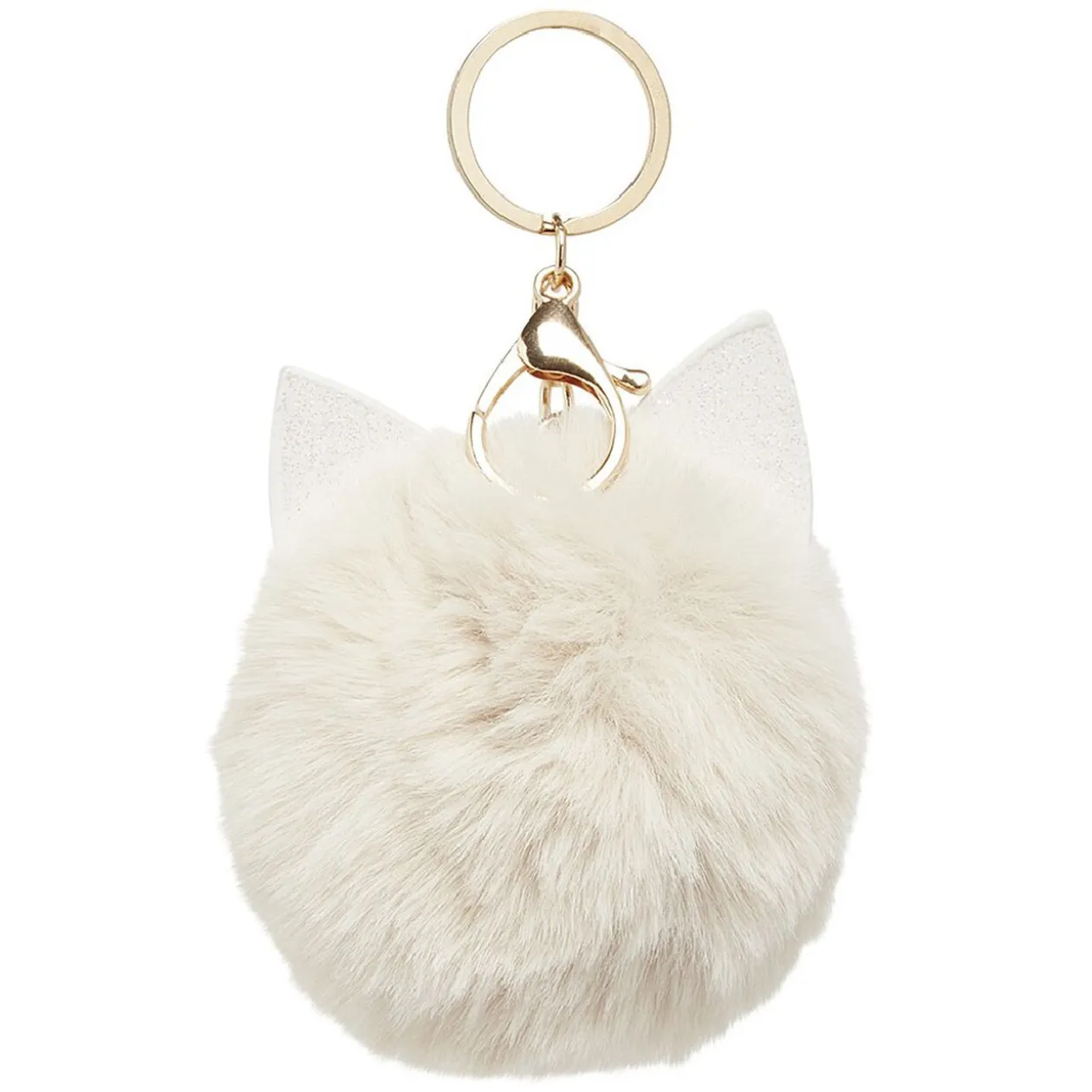 Porte-clé pompon en fausse fourrure avec oreilles de chat