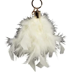 Porte-clé pompon plume noir ou beige
