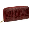 Portefeuille effet croco bordeaux