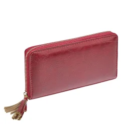 Portefeuille rectangulaire femme en simili décor pompon