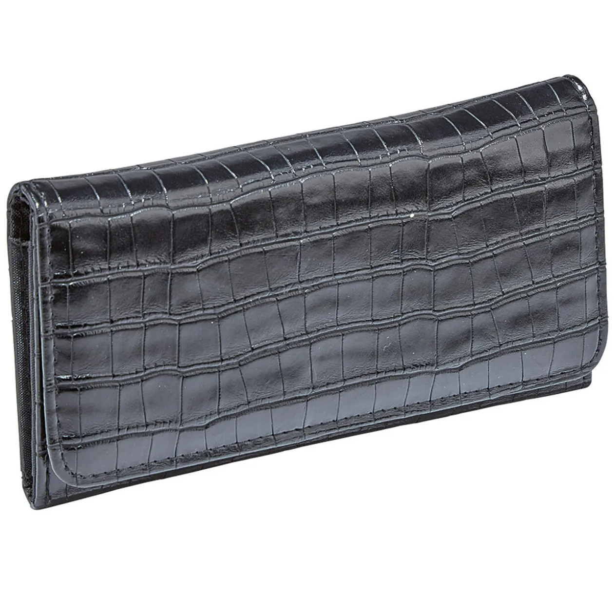 Portefeuille rectangulaire femme effet croco avec fermeture rabat