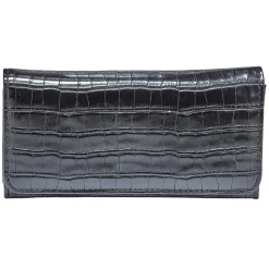 Portefeuille rectangulaire femme effet croco avec fermeture rabat