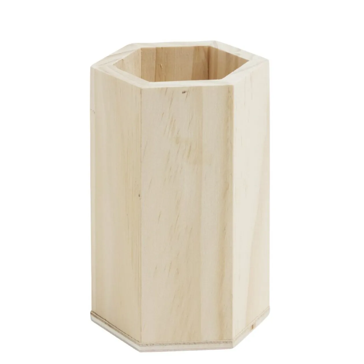 Pot à crayon en bois hexagonal à personnaliser Ø7,5x10cm