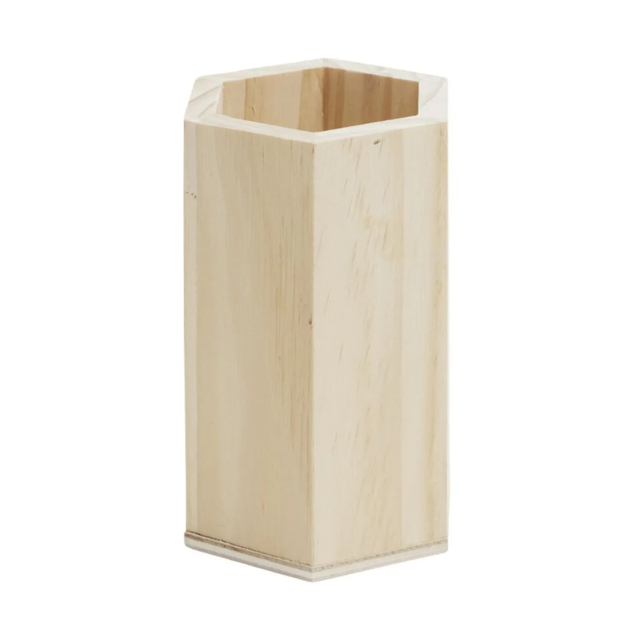 Pot à crayon en bois hexagonal à personnaliser Ø7,5x10cm