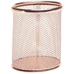 Pot à crayons métal rose doré