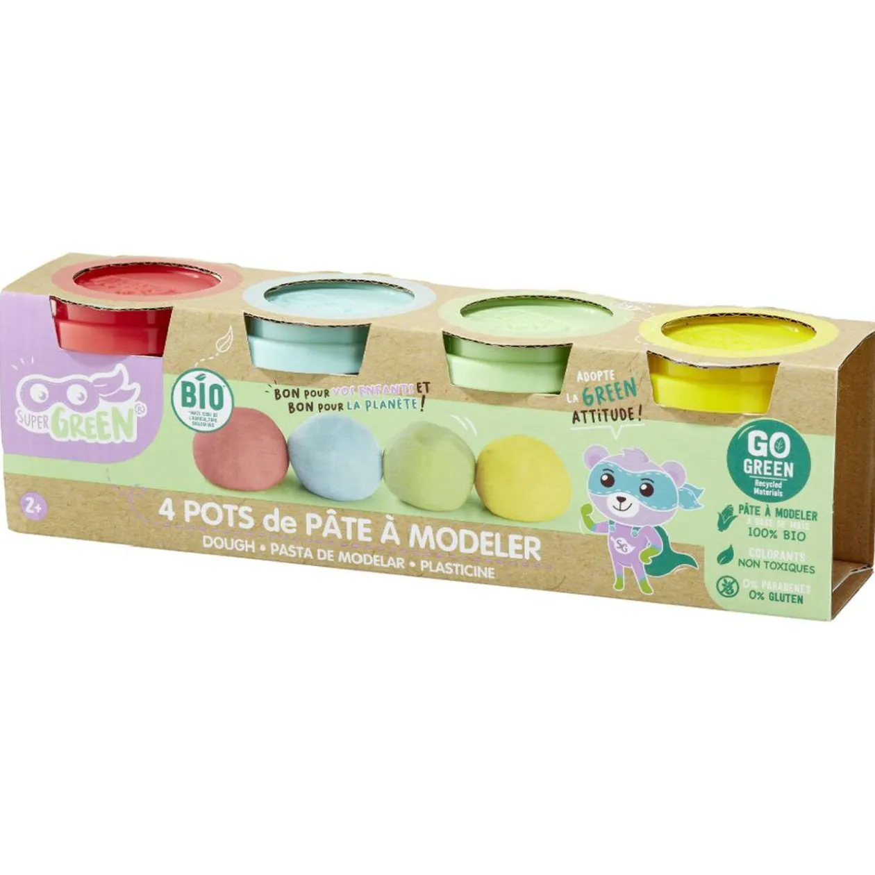 Pot de pâte à modeler Bio sans gluten x4