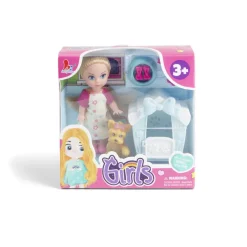 Poupée avec animal de compagnie et 5 accessoires