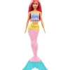 Poupée Barbie sirène nageoire et cheveux roses