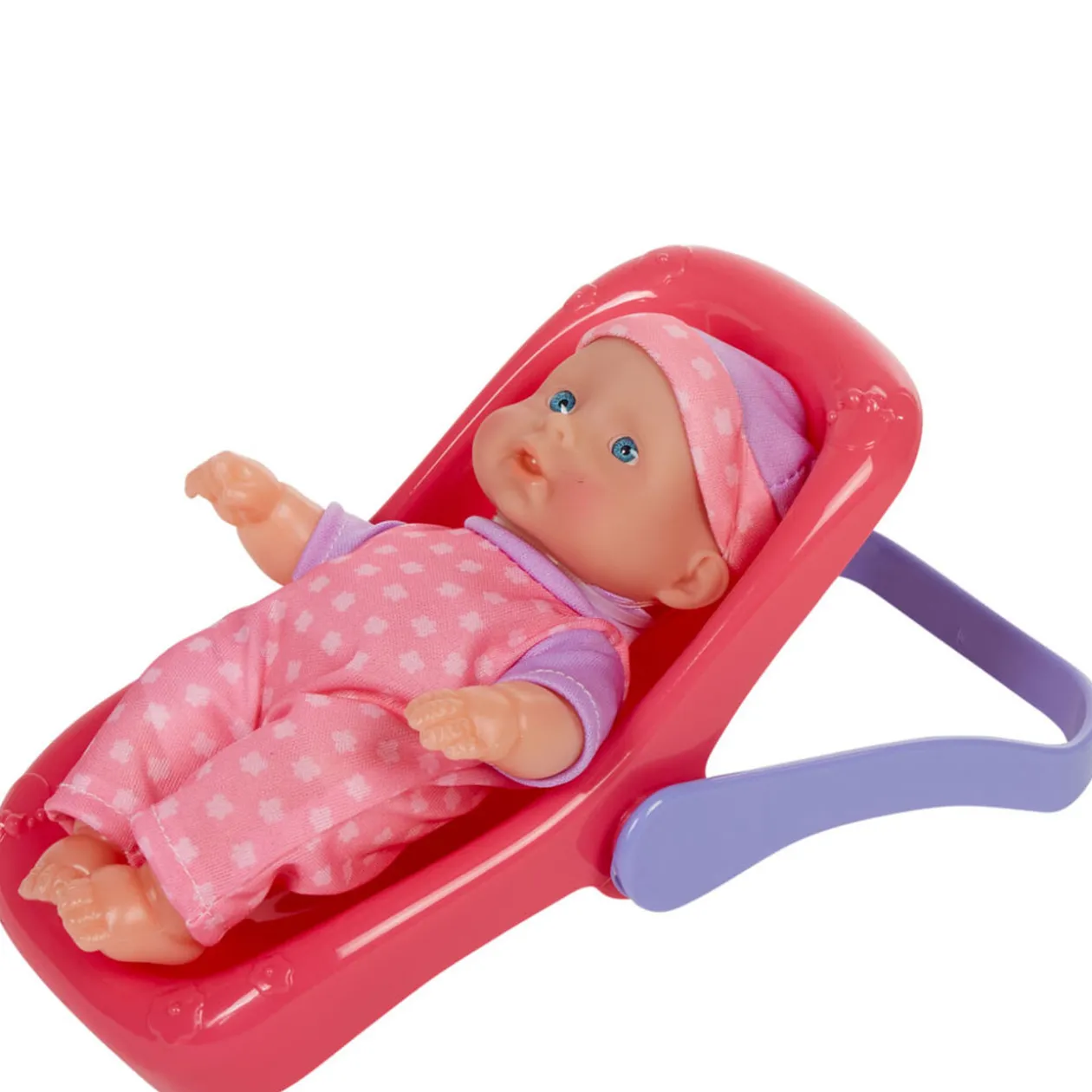 Poupon avec siège auto rose et violet